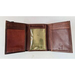 Vintage Guess Brown Leather Mens Trifold Wallet Billfold READ